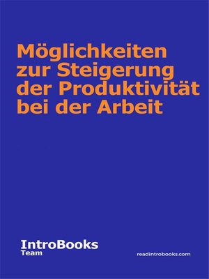 cover image of Möglichkeiten zur Steigerung der Produktivität bei der Arbeit